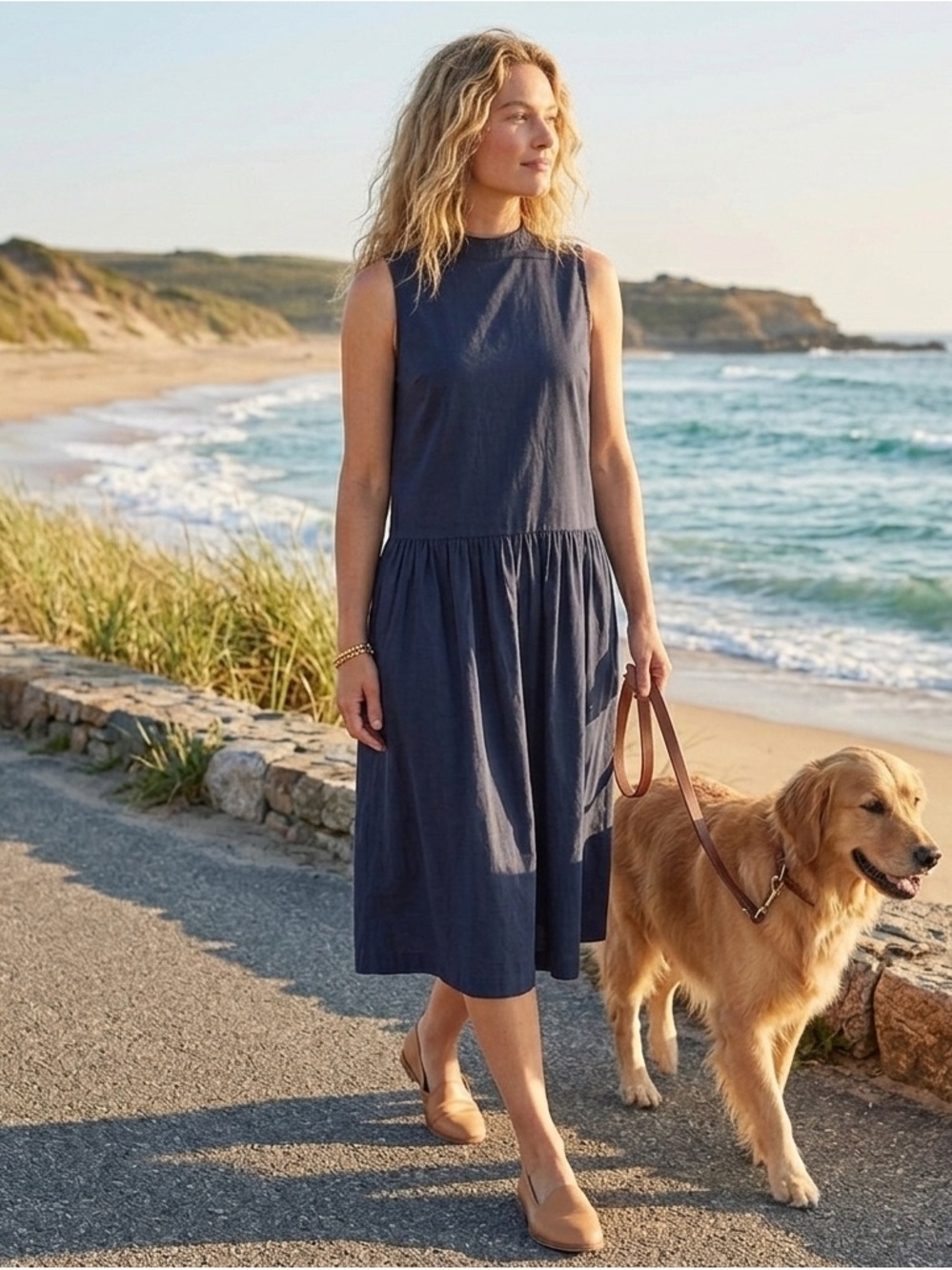 Amour Vert Sleeveless Drop Waist Mock Neck Dress